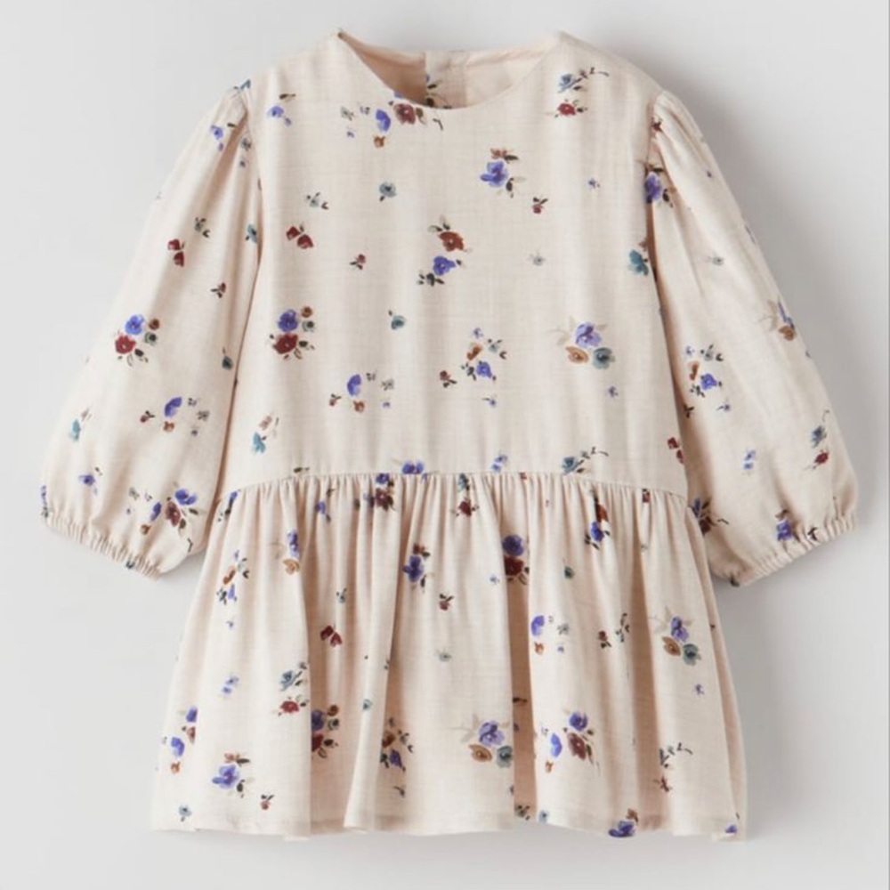 Zara Toddler Girl Floral Dress Cream Cottagecore 2-3Y